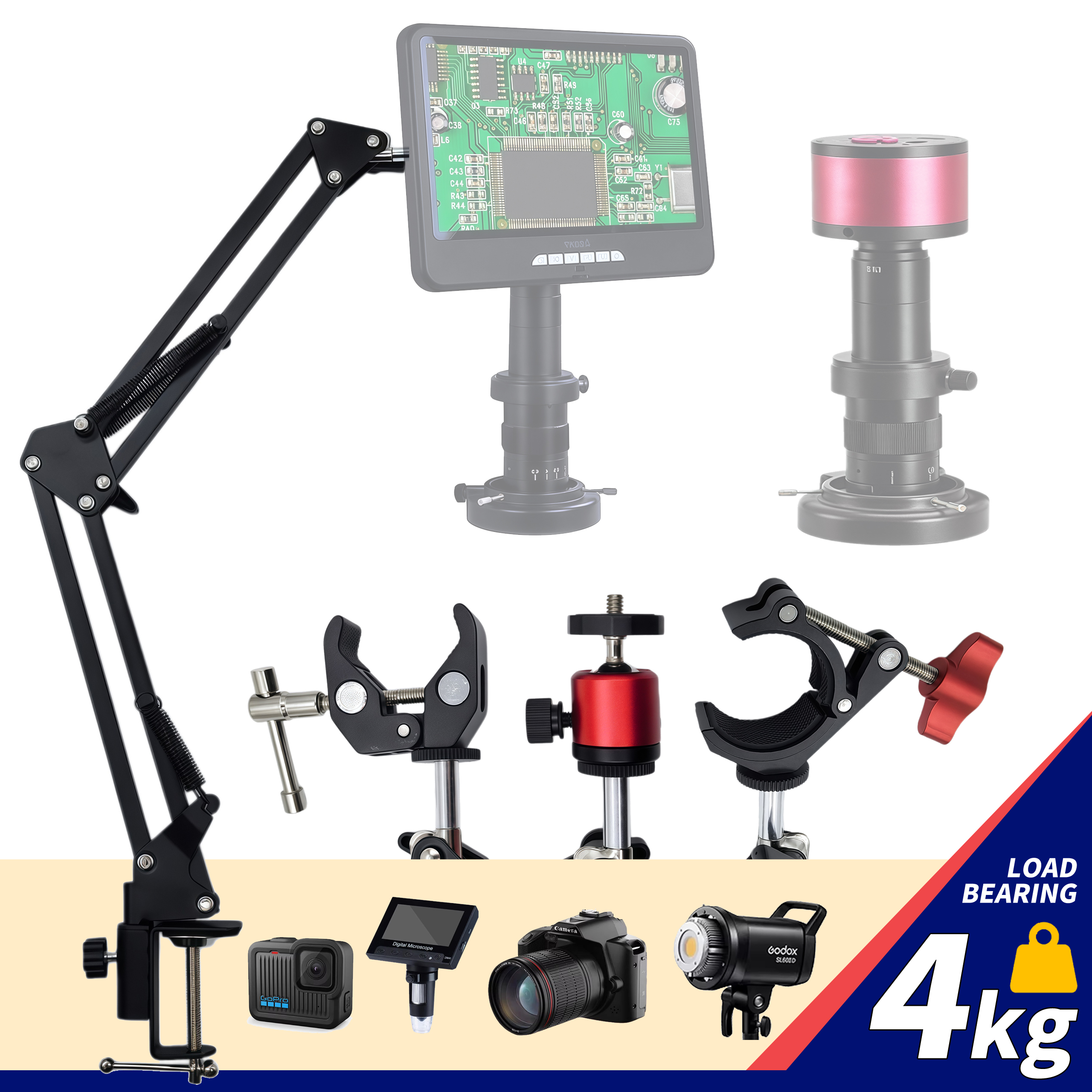 Diy Electronics Microscope - Adjustable Microscope Stand 4kg Load 360°