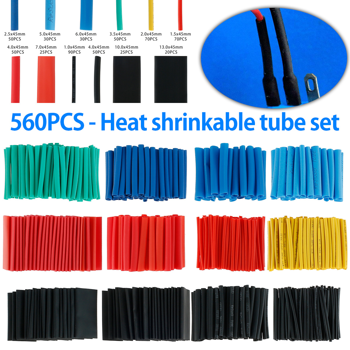 Heat Shrink Tubing - 560/750Pcs Heat Shrink Tubing Kit 2:1