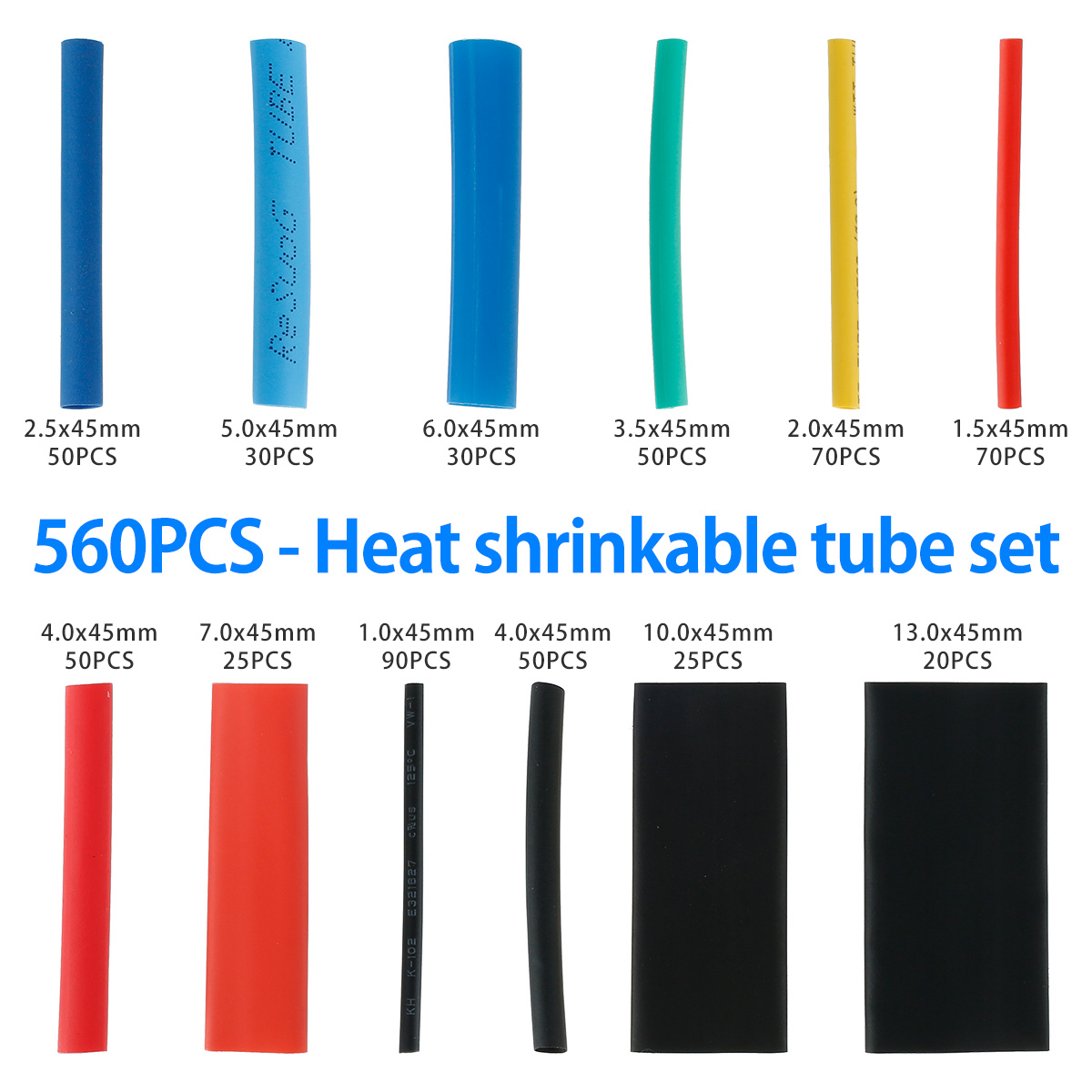560/750Pcs Heat Shrink Tubing  - đánh giá và giá Heat Shrink Tubing