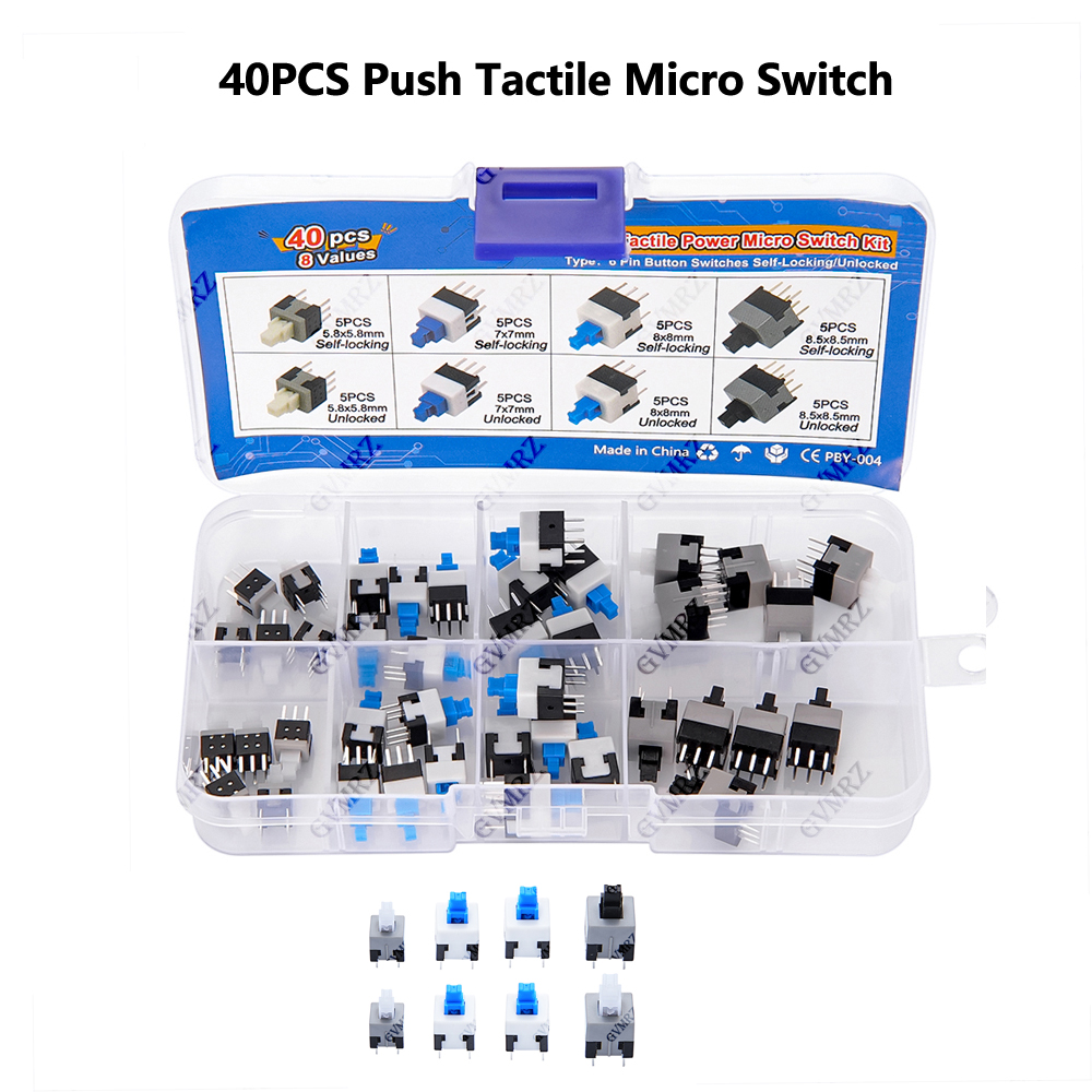 40PCS 8Values Push Tactile Mic - đánh giá và giá Diy Electronics Tool Kit