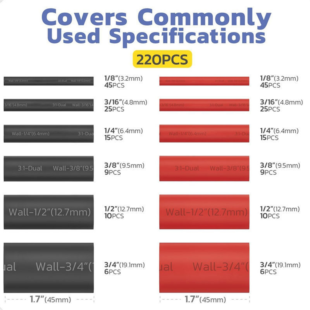 A002 220PCS 3:1 Heat Shrink Tu - đánh giá và giá Heat Shrink Tubing