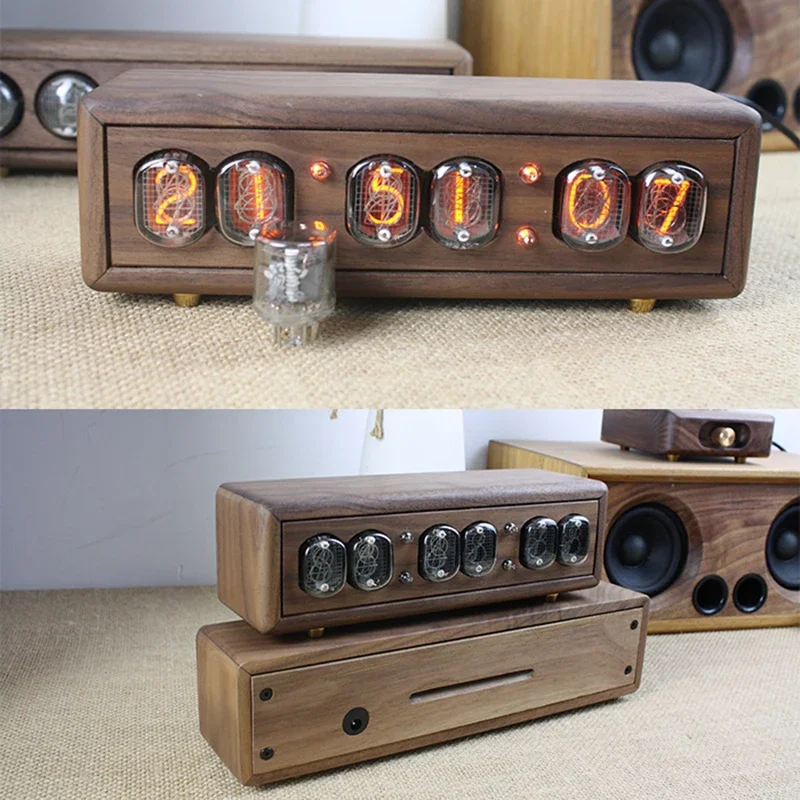 Luxury Wood Nixie Tube Clock D - đánh giá và giá Diy Electronics Table